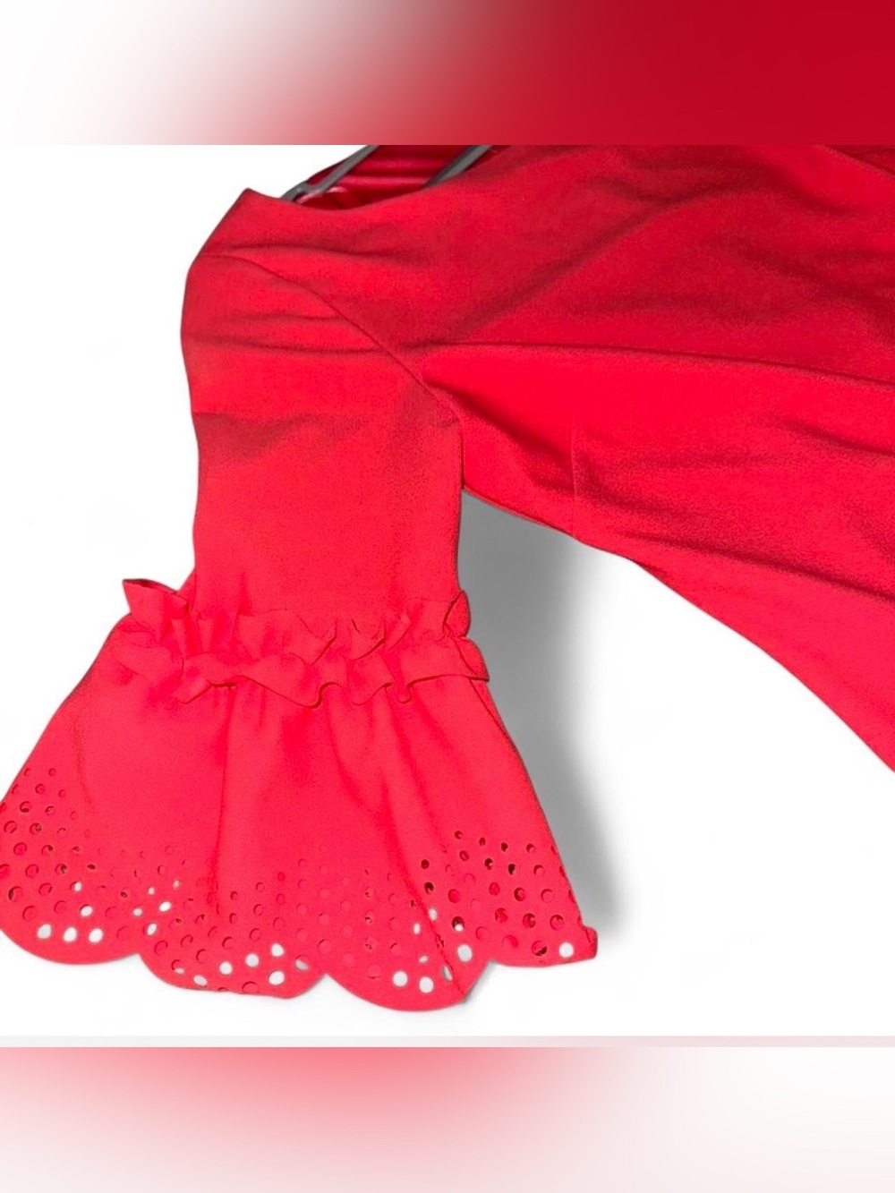 Red Ruffle Bell Sleeve dress - Picture 2 of 4